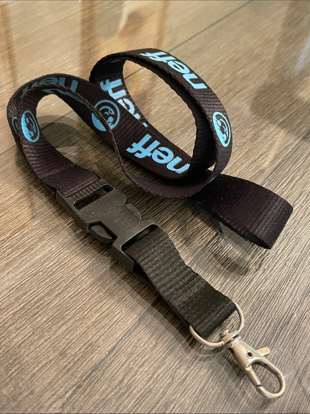 Jeff Black & Blue Smiley Face Landyard Keychain